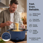 Bliss - Beyond Electric Hot Pot, Frying, Stewing, And Stir-Fry Functions, Adjustable Temperature (2.5 Liters) - Navy