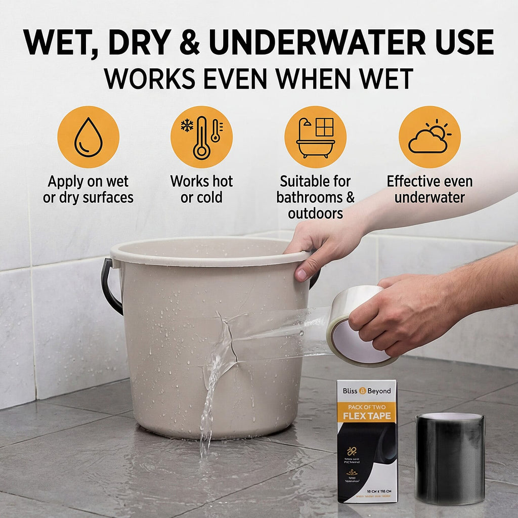 Set of 2 Heavy-Duty Flex Tape Rolls - Black - Transparent
