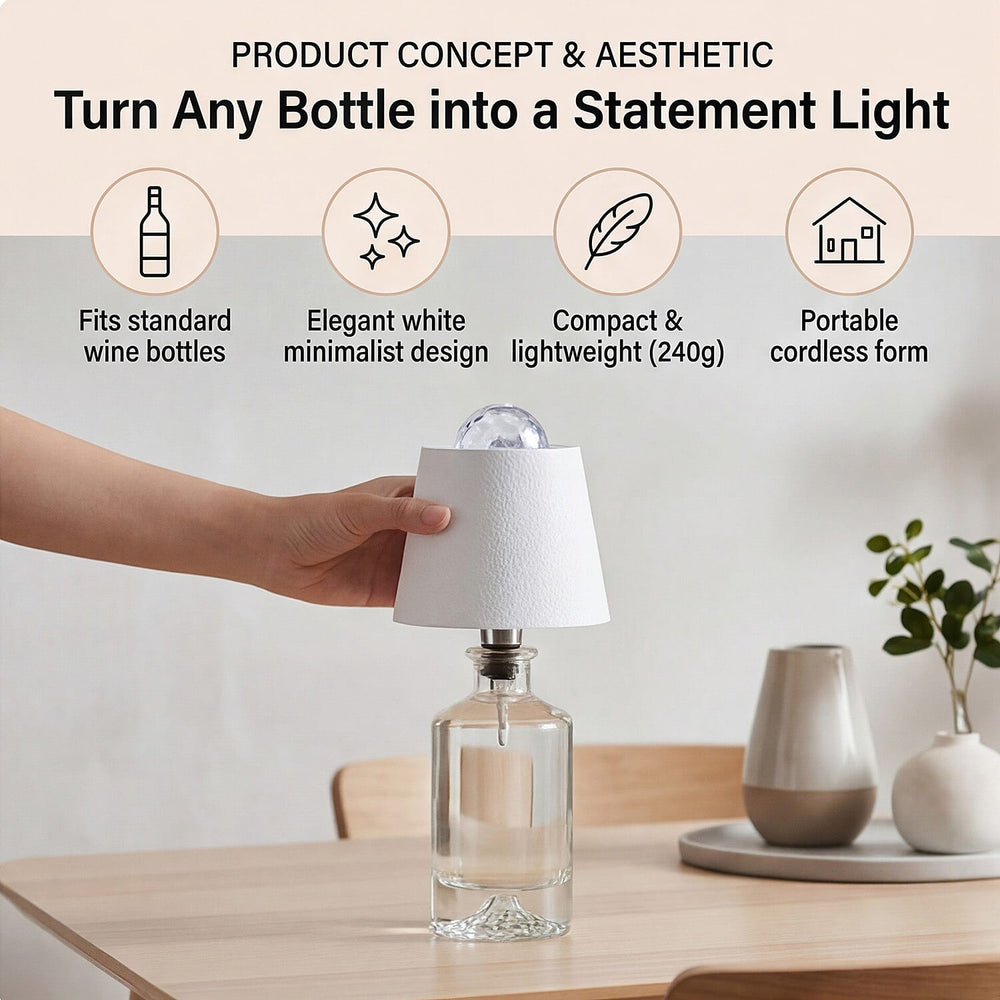Bliss - Beyond Rechargeable Wine Bottle Lamp with 7-Color Projector - White