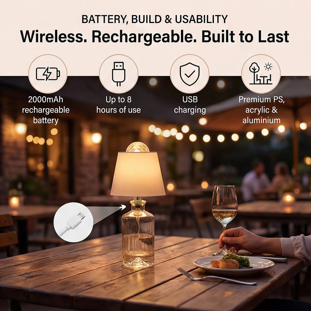 Bliss - Beyond Rechargeable Wine Bottle Lamp with 7-Color Projector - White