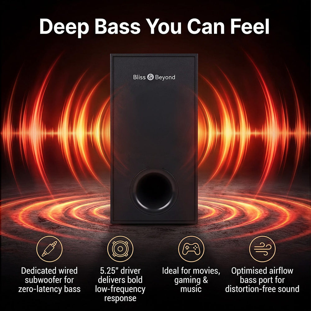 Bliss - Beyond Home Theatre Sound Bar with Wired Sonic Subwoofer - Black
