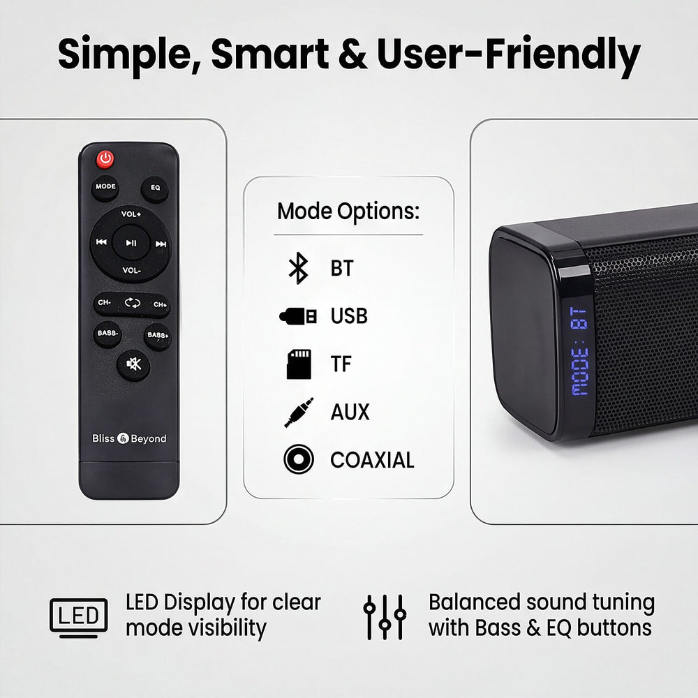Bliss - Beyond Home Theatre Sound Bar with Wired Sonic Subwoofer - Black