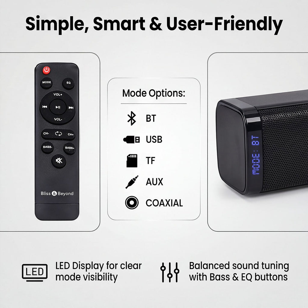 Bliss - Beyond Home Theatre Sound Bar with Wired Sonic Subwoofer - Black
