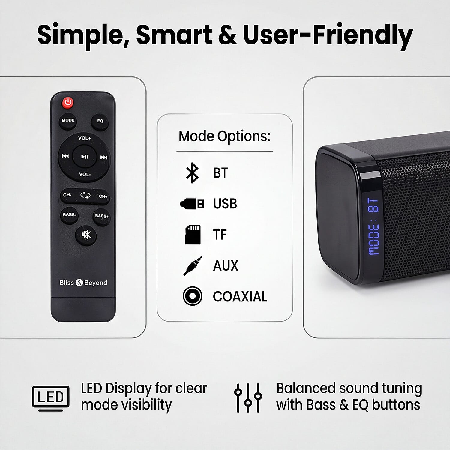 Bliss - Beyond Home Theatre Sound Bar with Wired Sonic Subwoofer - Black