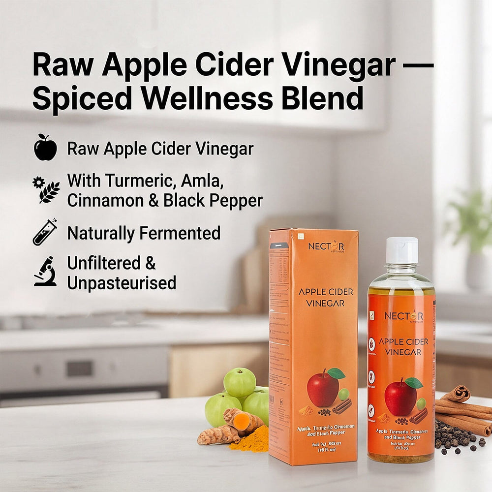 Raw Apple Cider Vinegar with Turmeric, Amla, Cinnamon - Black Pepper - Unfiltered ACV with The Mother - 473ml