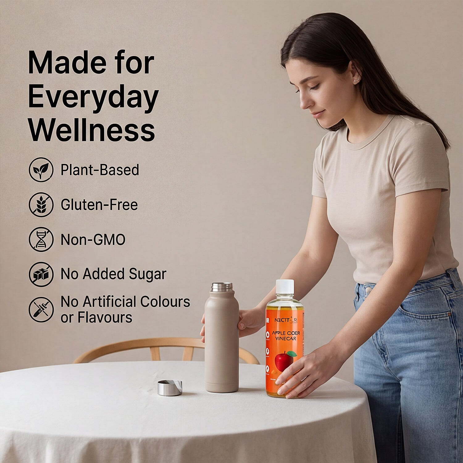 Raw Apple Cider Vinegar with Turmeric, Amla, Cinnamon - Black Pepper - Unfiltered ACV with The Mother - 473ml