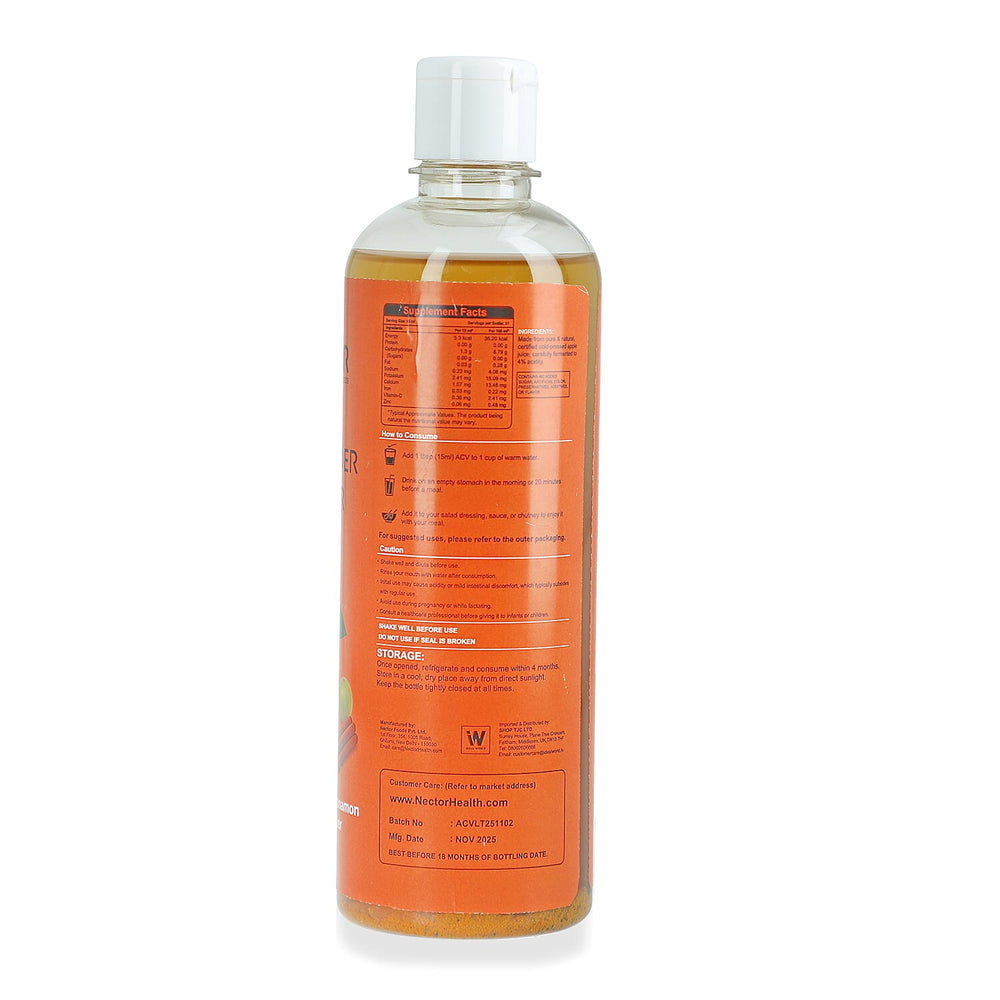 Raw Apple Cider Vinegar with Turmeric, Amla, Cinnamon - Black Pepper - Unfiltered ACV with The Mother - 473ml