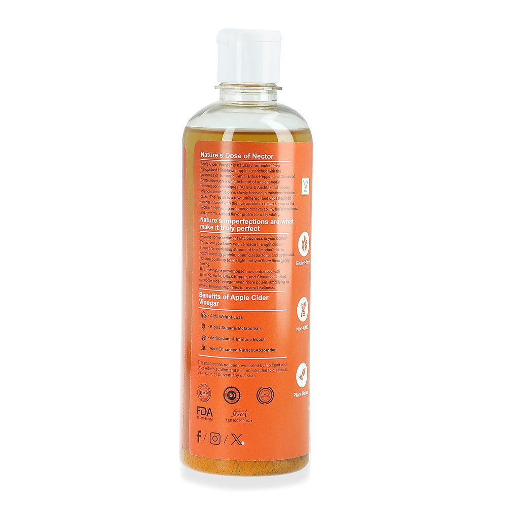 Raw Apple Cider Vinegar with Turmeric, Amla, Cinnamon - Black Pepper - Unfiltered ACV with The Mother - 473ml