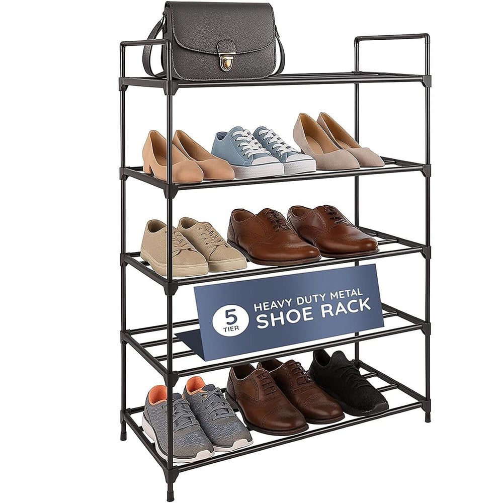 5-Tier Shoe Organiser with Anti-Rust Coating - Black