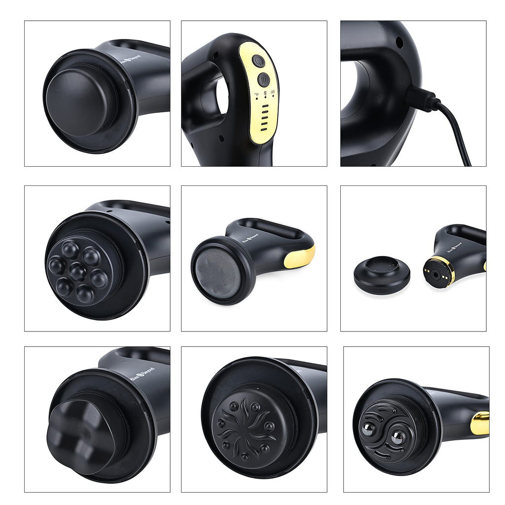 Bliss - Beyond Multifunctional EMS Massage Therapy Device Including 6 Massage Heads - Black - Gold