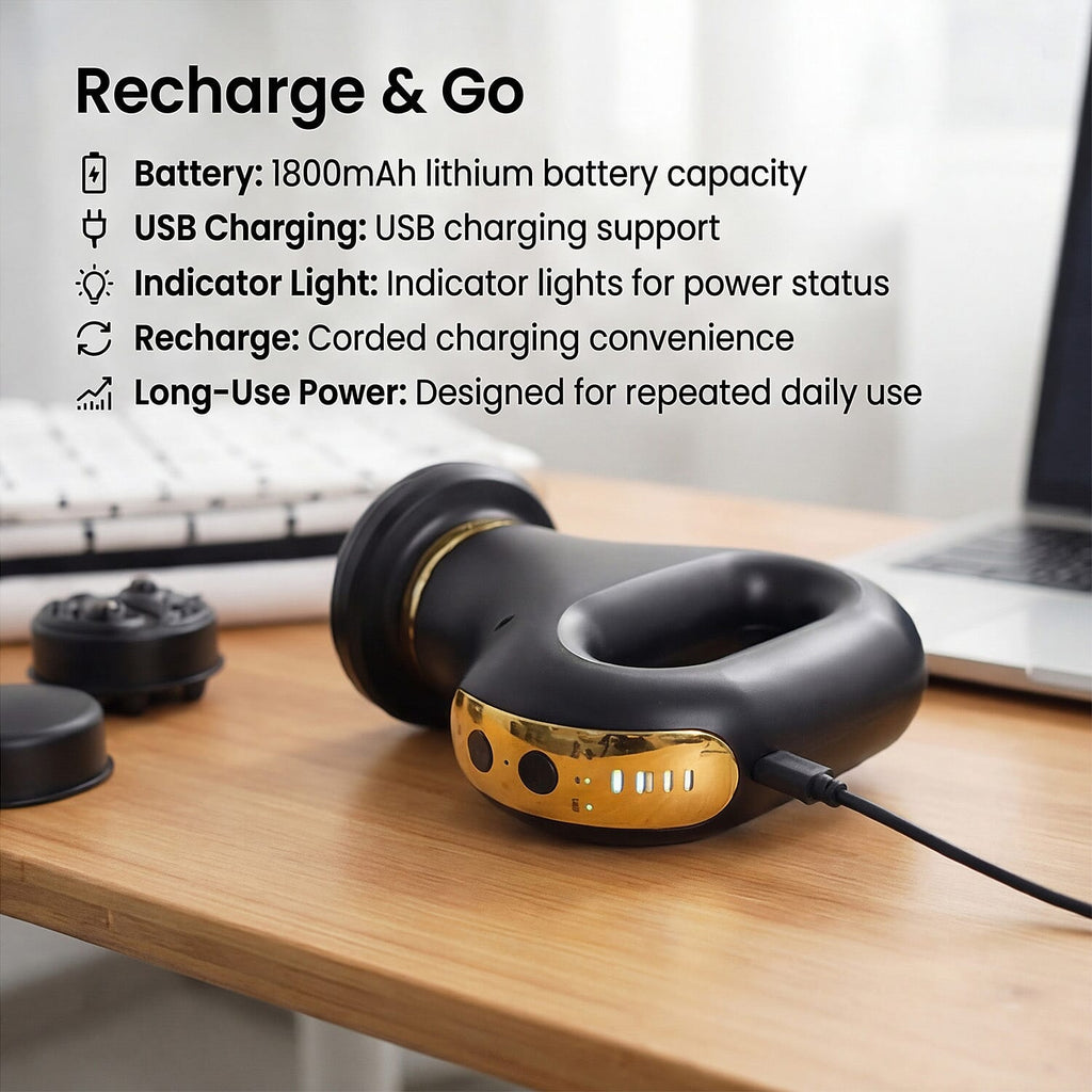 Bliss - Beyond Multifunctional EMS Massage Therapy Device Including 6 Massage Heads - Black - Gold