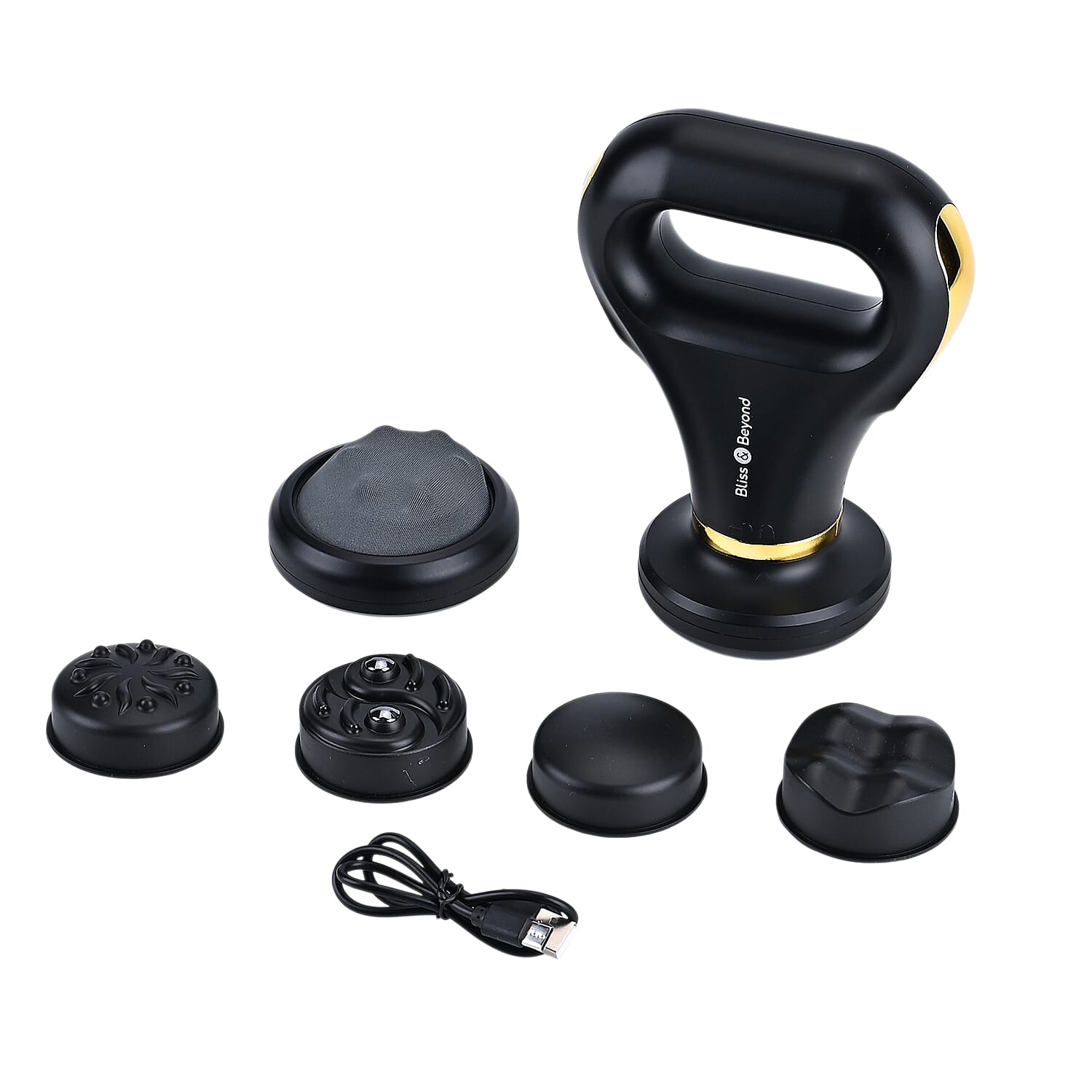 Bliss - Beyond Multifunctional EMS Massage Therapy Device Including 6 Massage Heads - Black - Gold