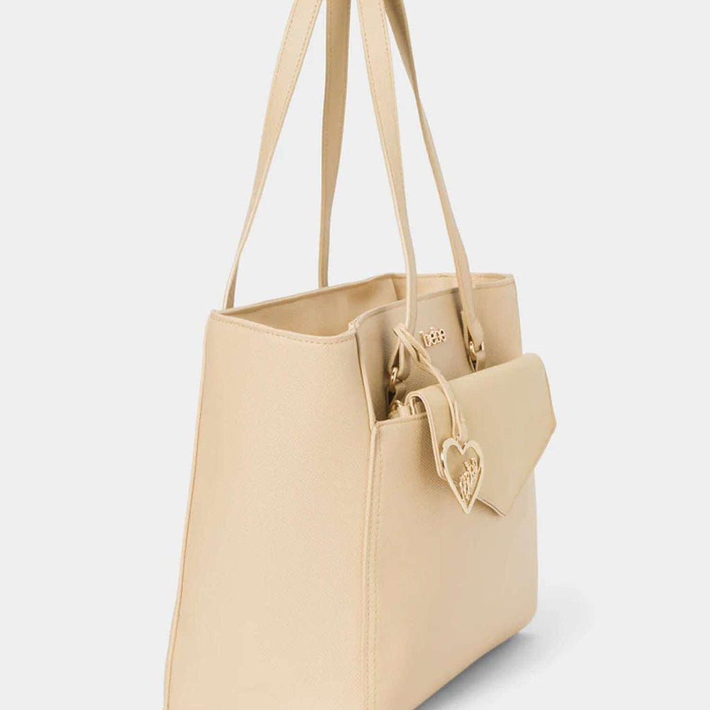 THE DESIGNER LAUNCH - BEBE Signature Tote - Clutch Set with Heart Charm - Beige