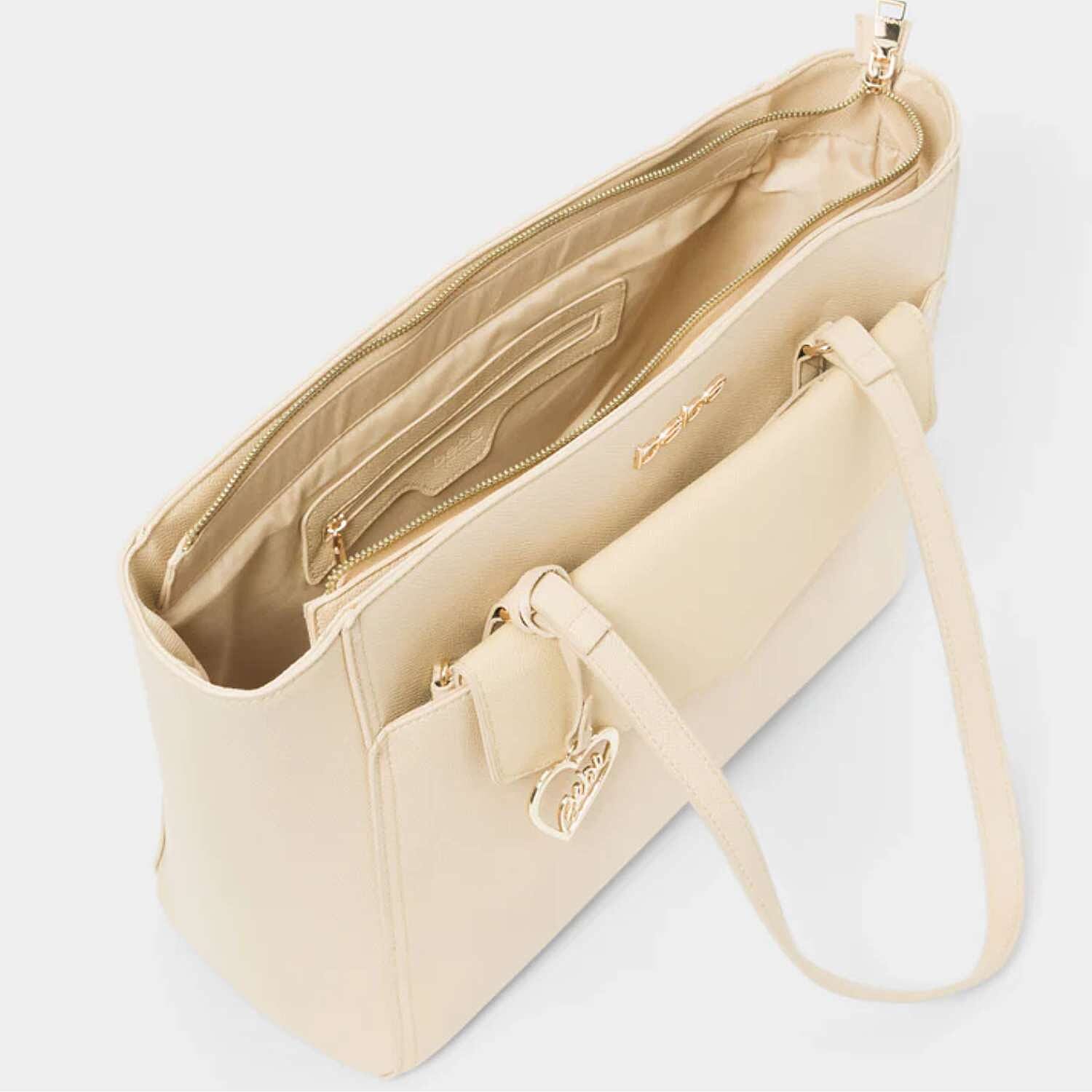 THE DESIGNER LAUNCH - BEBE Signature Tote - Clutch Set with Heart Charm - Beige