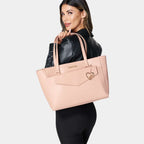 THE DESIGNER LAUNCH -- BEBE Signature Tote - Clutch Set with Heart Charm - Blush