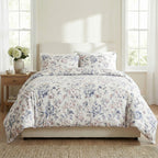Pastel Floral Veins Print Duvet Cover Set With 2 Pillowcases & Fitted Sheet (Size King) - Pink