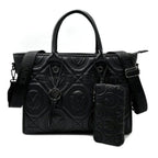 Valentino Orlandi Italian designer Large V-Quilted Tote Bag - Black_8236252