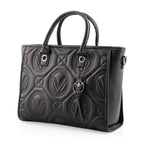 Valentino Orlandi Italian designer Large V-Quilted Tote Bag - Black_8236252_2