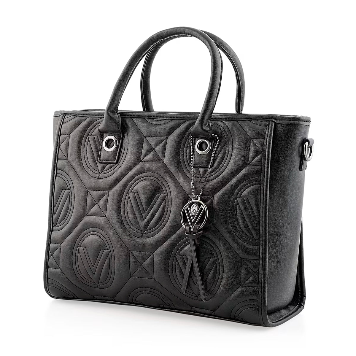 Valentino Orlandi Italian designer Large V-Quilted Tote Bag - Black_8236252_2