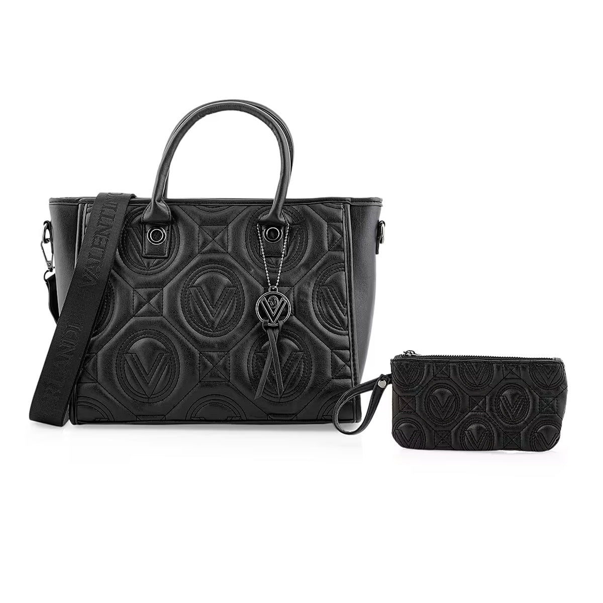 Valentino Orlandi Italian designer Large V-Quilted Tote Bag - Black_8236252_3