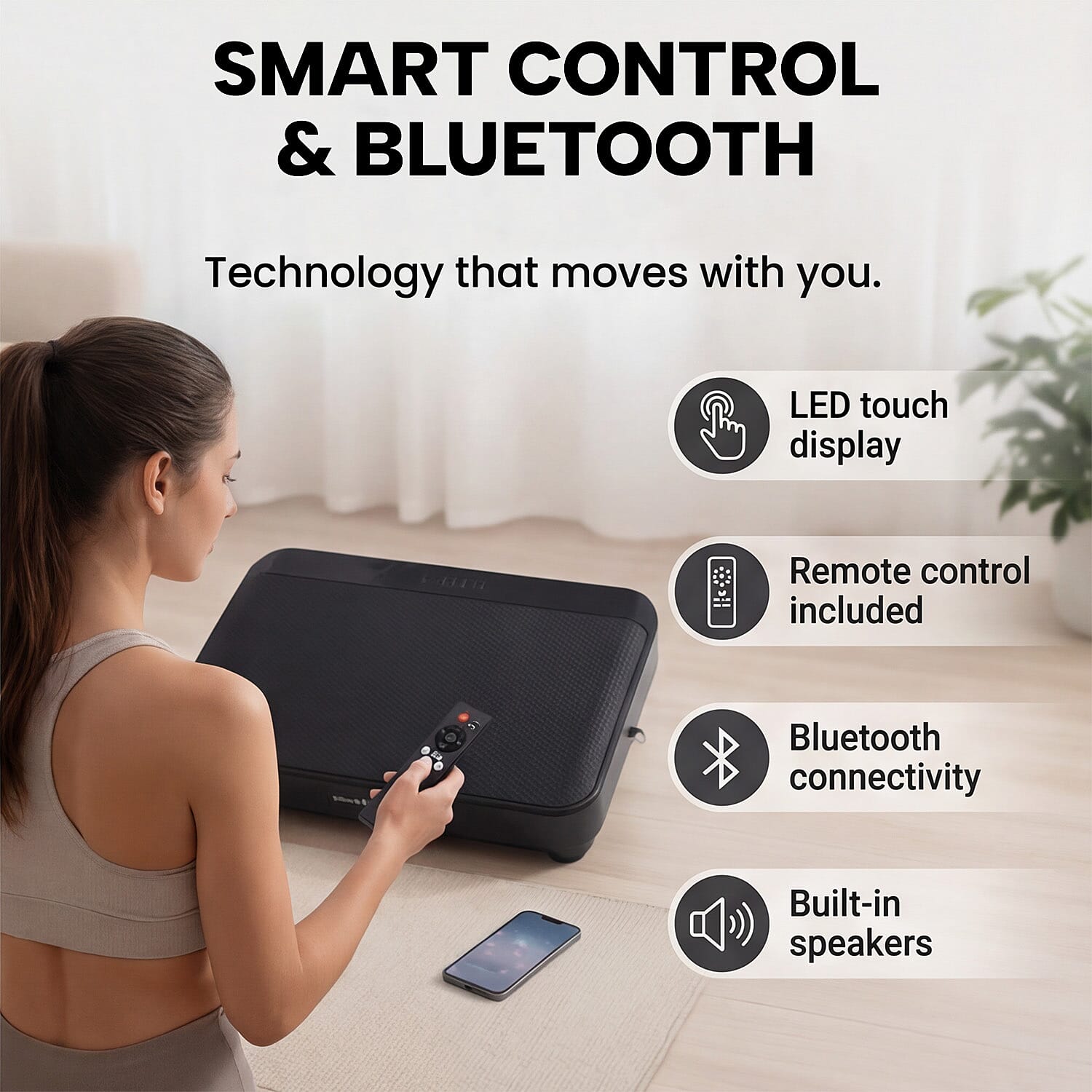 Bliss - Beyond Vibration Plate Exercise Machine with LED Touch Screen - Remote Control - 99 Speed Levels- Supports upto 28.50 Stones - 182 KGs