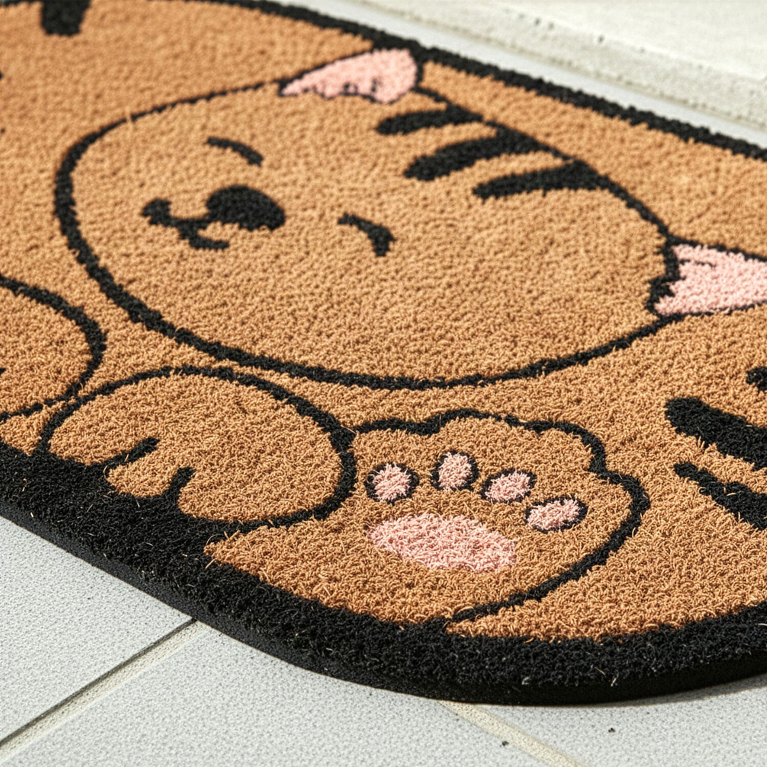 Eco-Friendly Cat Print 100% Coir Door Mat - Pink