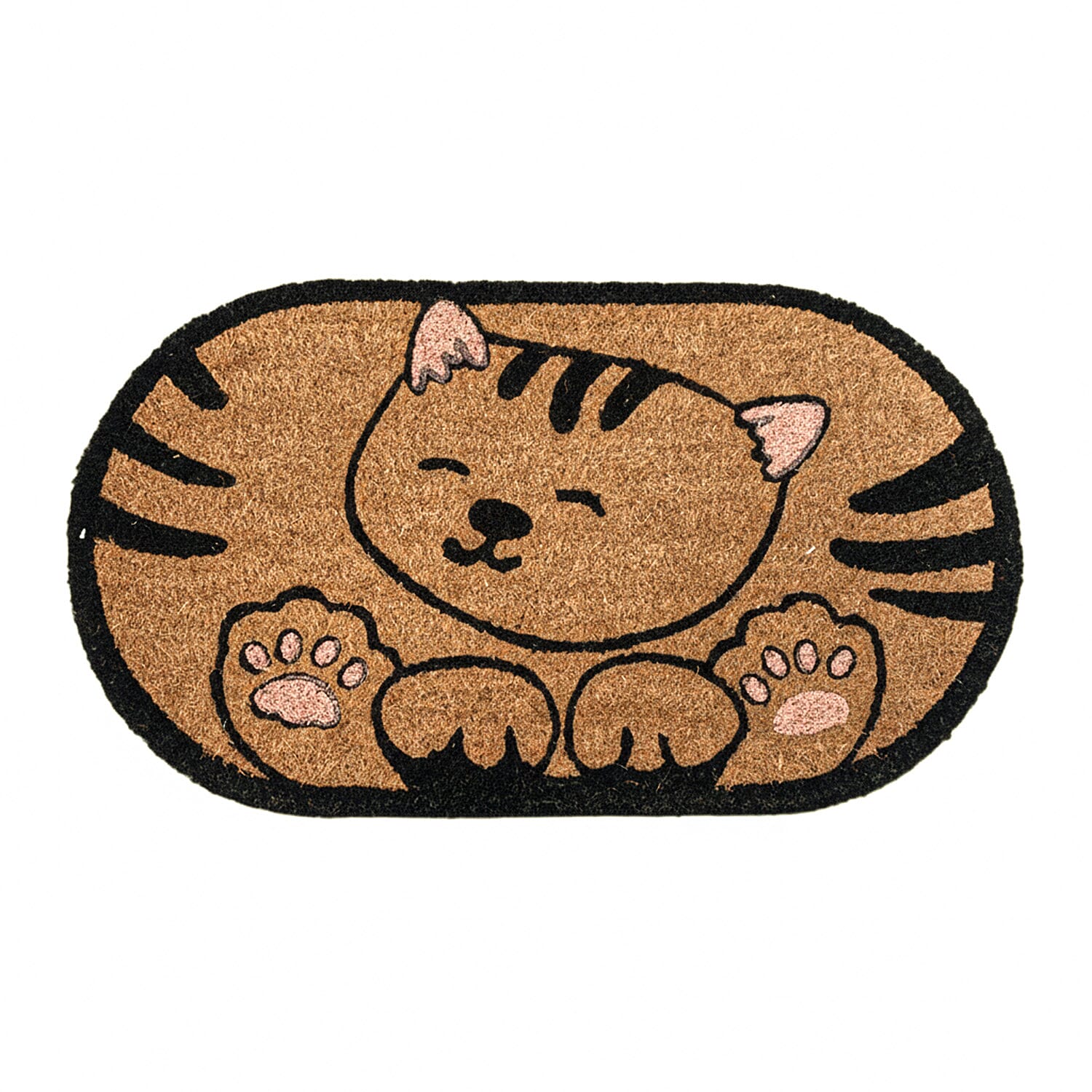 Eco-Friendly Cat Print 100% Coir Door Mat - Pink