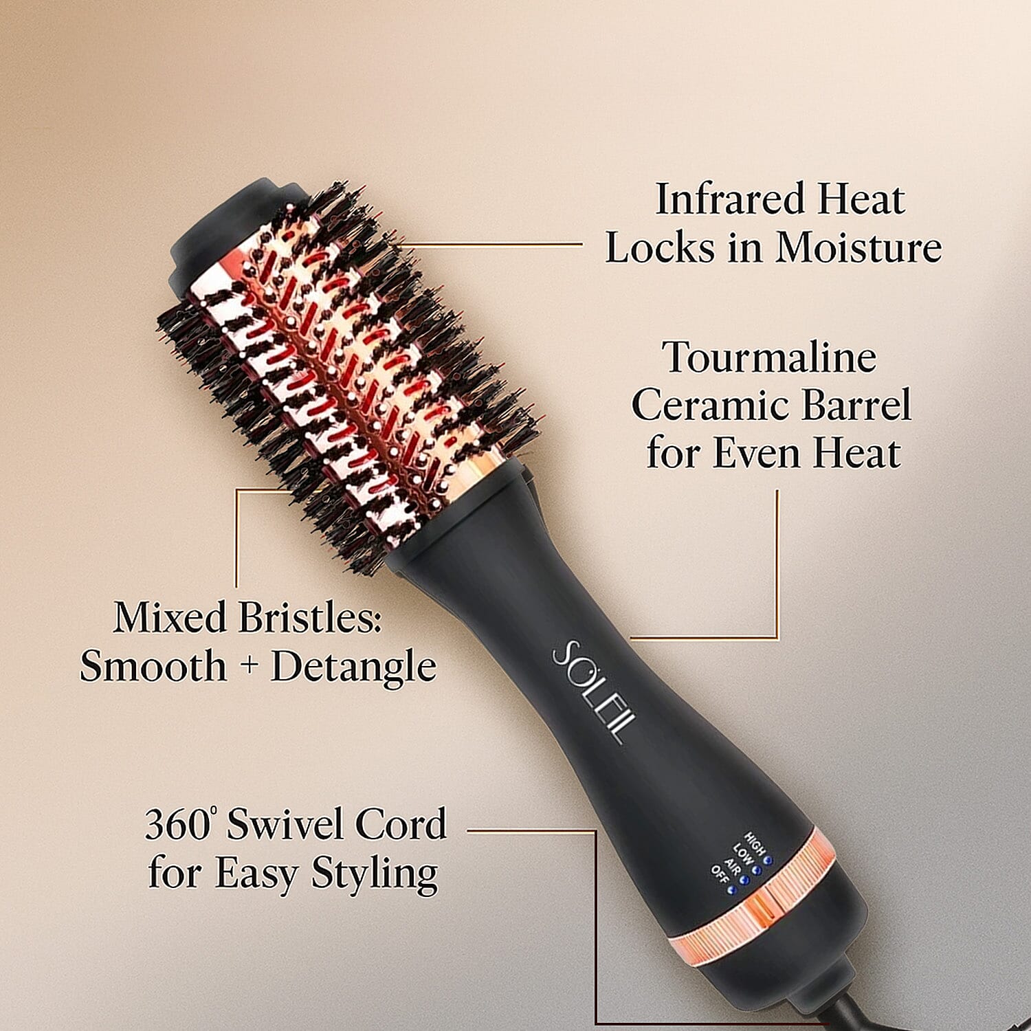 SOLEIL Infrared 2 Blowout Brush - Black