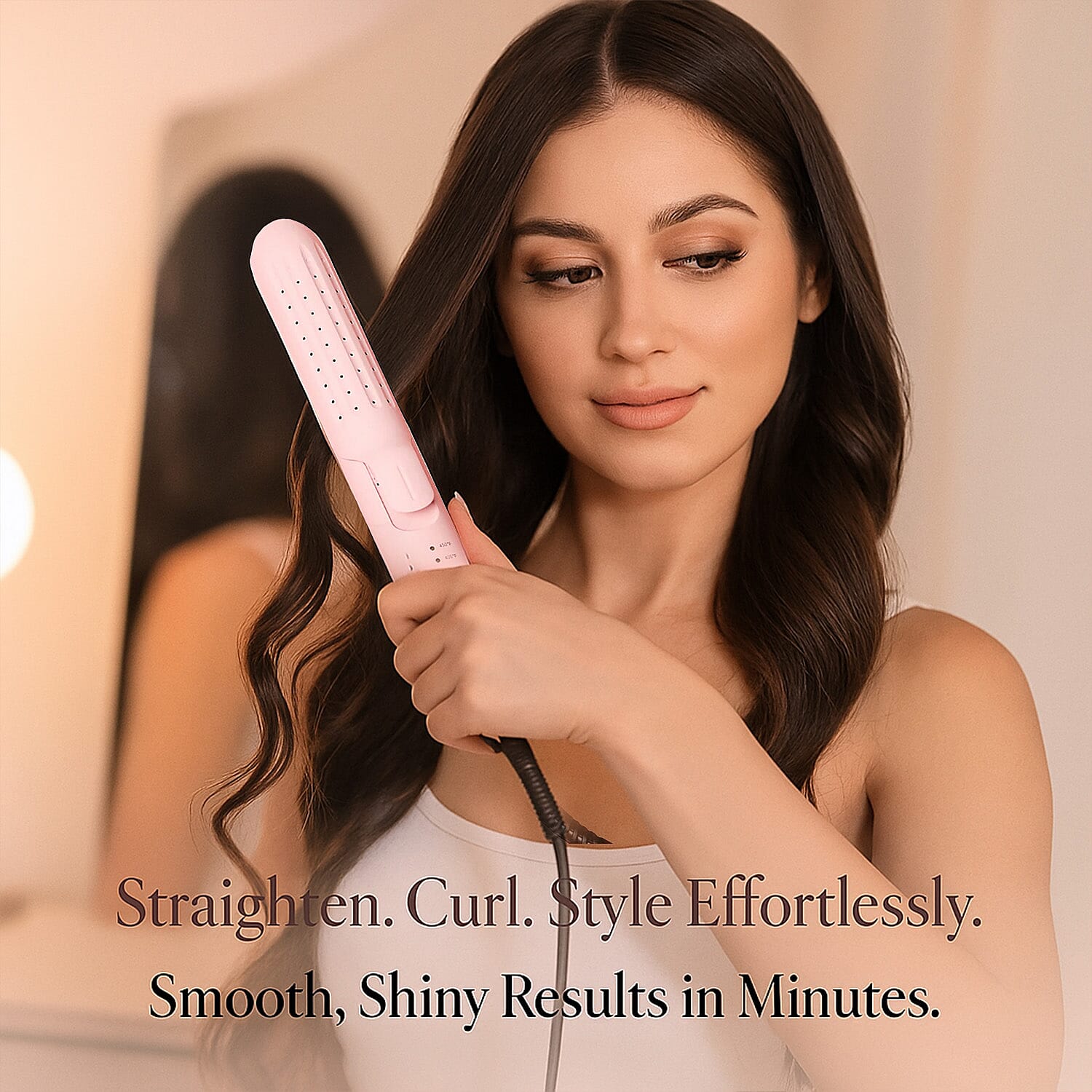 SOLEIL Air Glider Curls & Straightens - Baby Pinkwith Lifetime Warranty