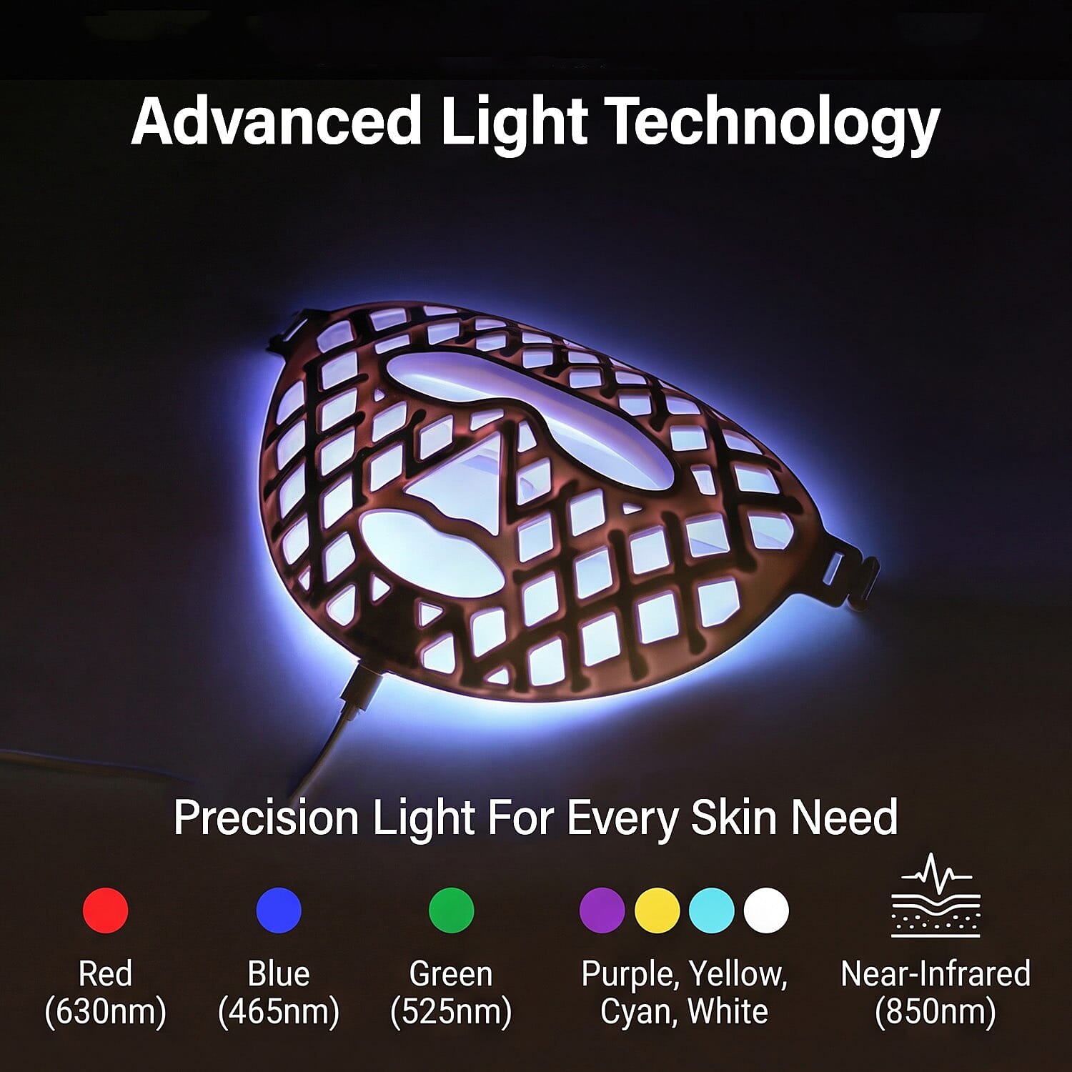 Beauluxe Super LED Facial Mask - 7 Color Pure Source Light Therapy - Near-Infrared (NIR) with 264 LED Therapy Lights - Lifetime Warranty