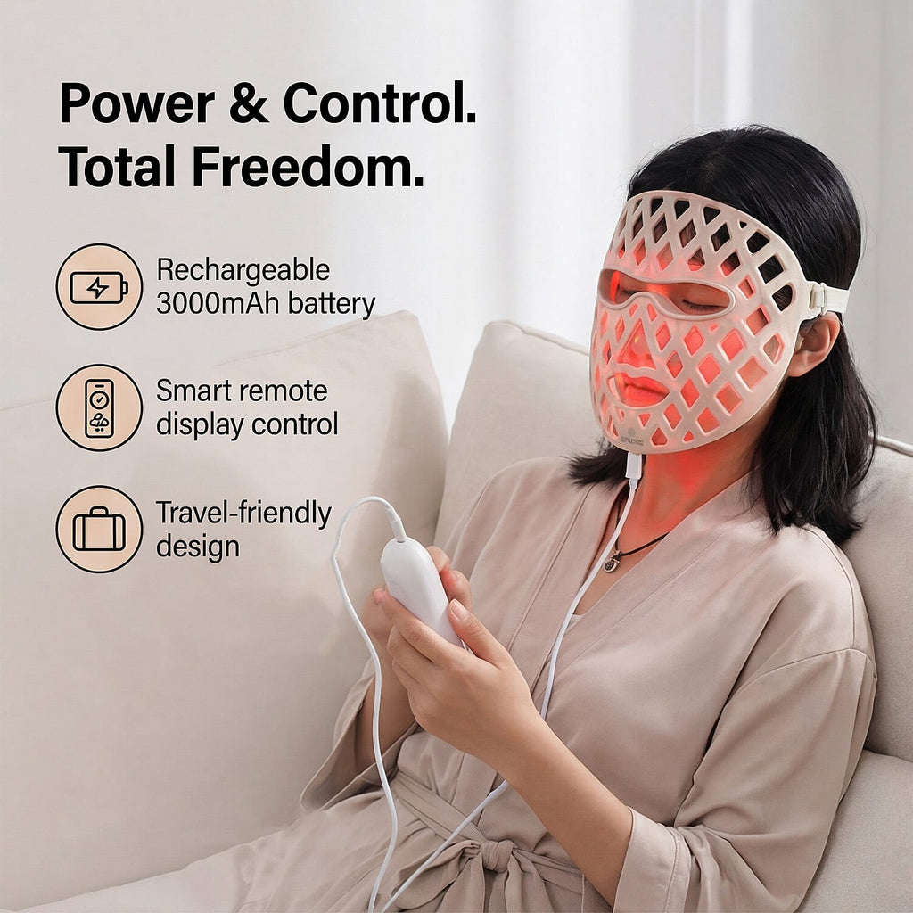 Beauluxe Super LED Facial Mask - 7 Color Pure Source Light Therapy - Near-Infrared (NIR) with 264 LED Therapy Lights - Lifetime Warranty