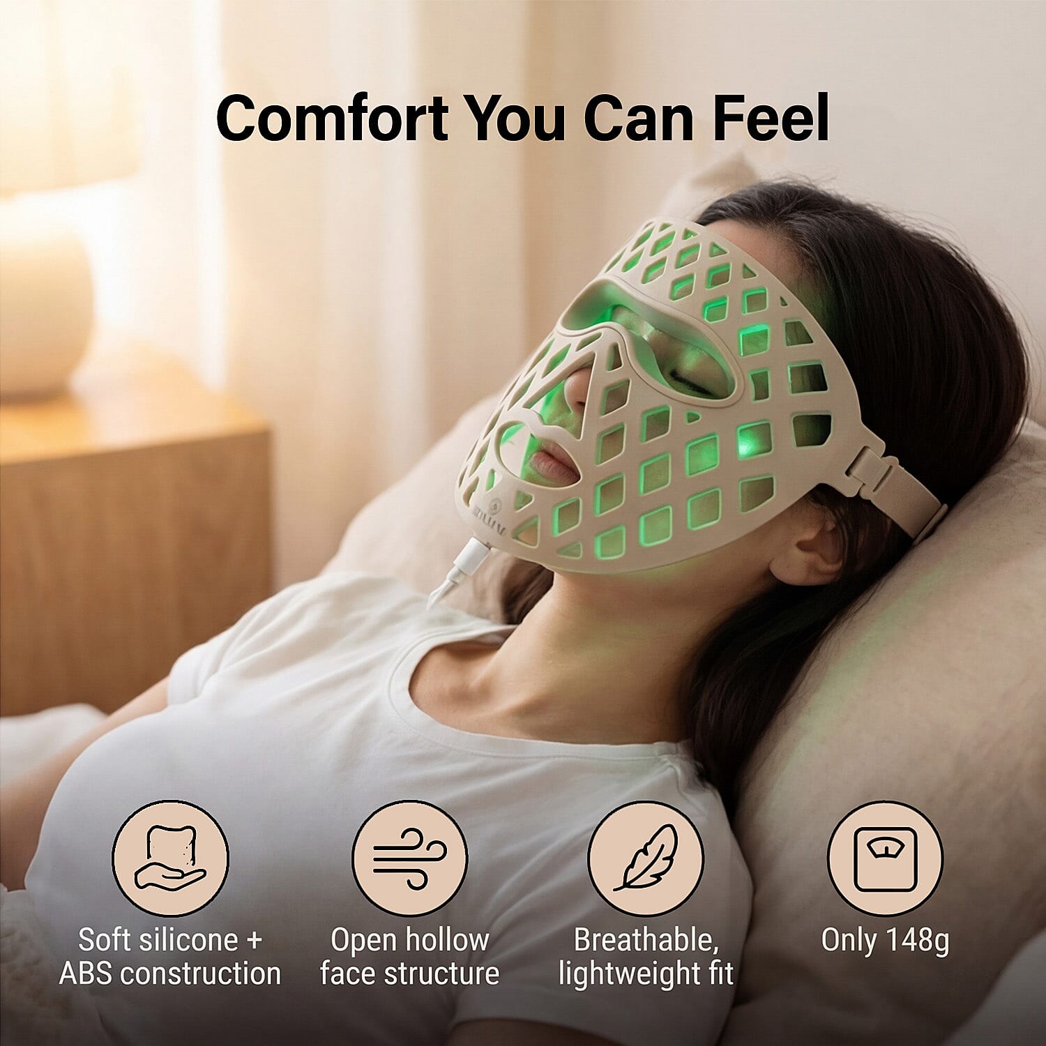 Beauluxe Super LED Facial Mask - 7 Color Pure Source Light Therapy - Near-Infrared (NIR) with 264 LED Therapy Lights - Lifetime Warranty