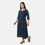 & Maisi Rayon Patterned Dress (Size - One Size) - Navy Blue_8243895_1