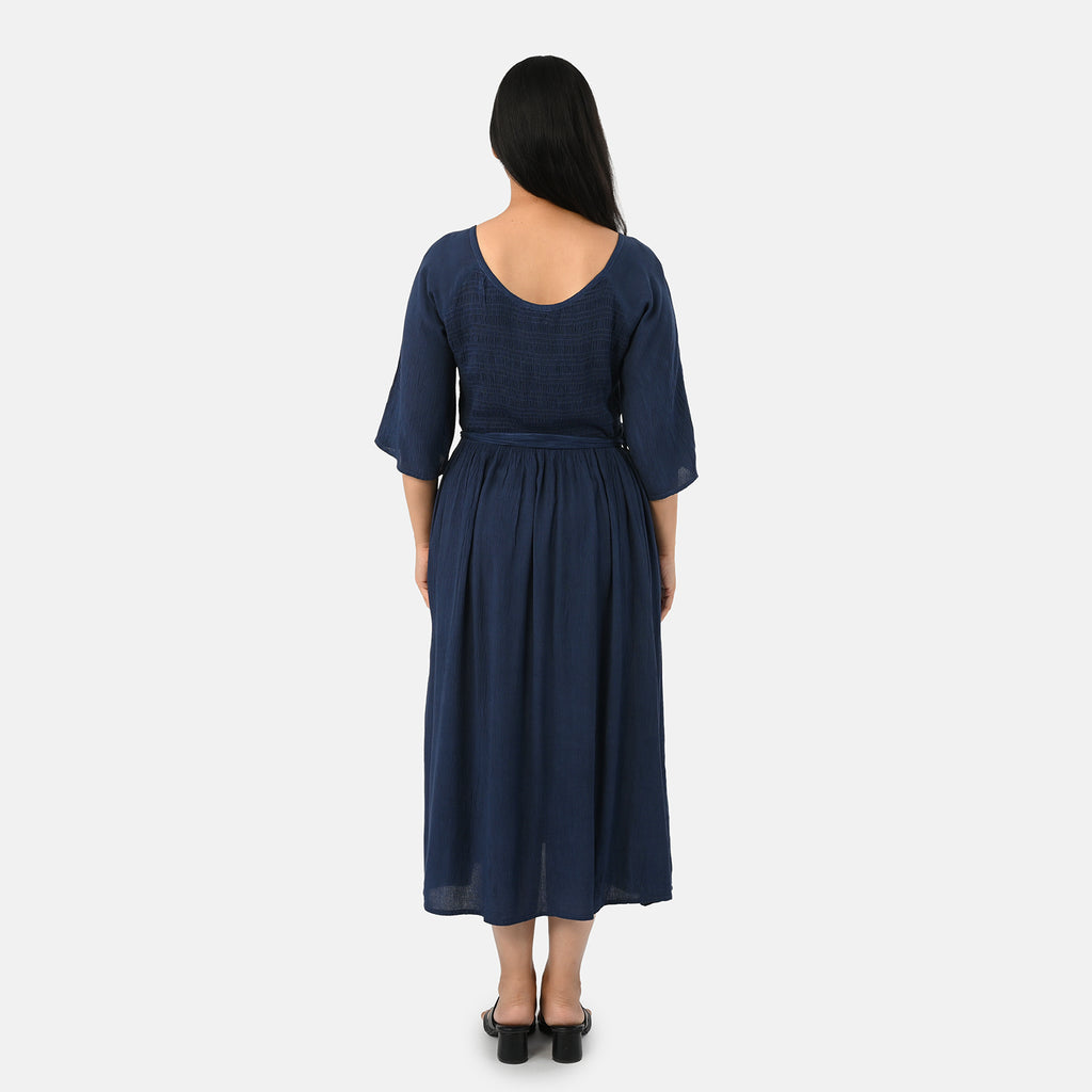 & Maisi Rayon Patterned Dress (Size - One Size) - Navy Blue_8243895_2