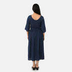& Maisi Rayon Patterned Dress (Size - One Size) - Navy Blue_8243895_2