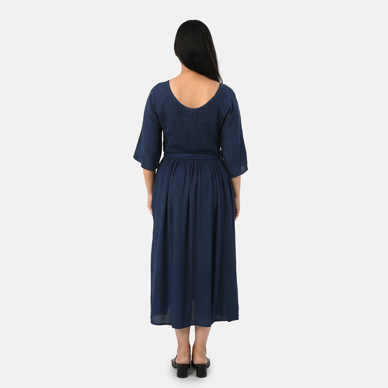 & Maisi Rayon Patterned Dress (Size - One Size) - Navy Blue_8243895_2