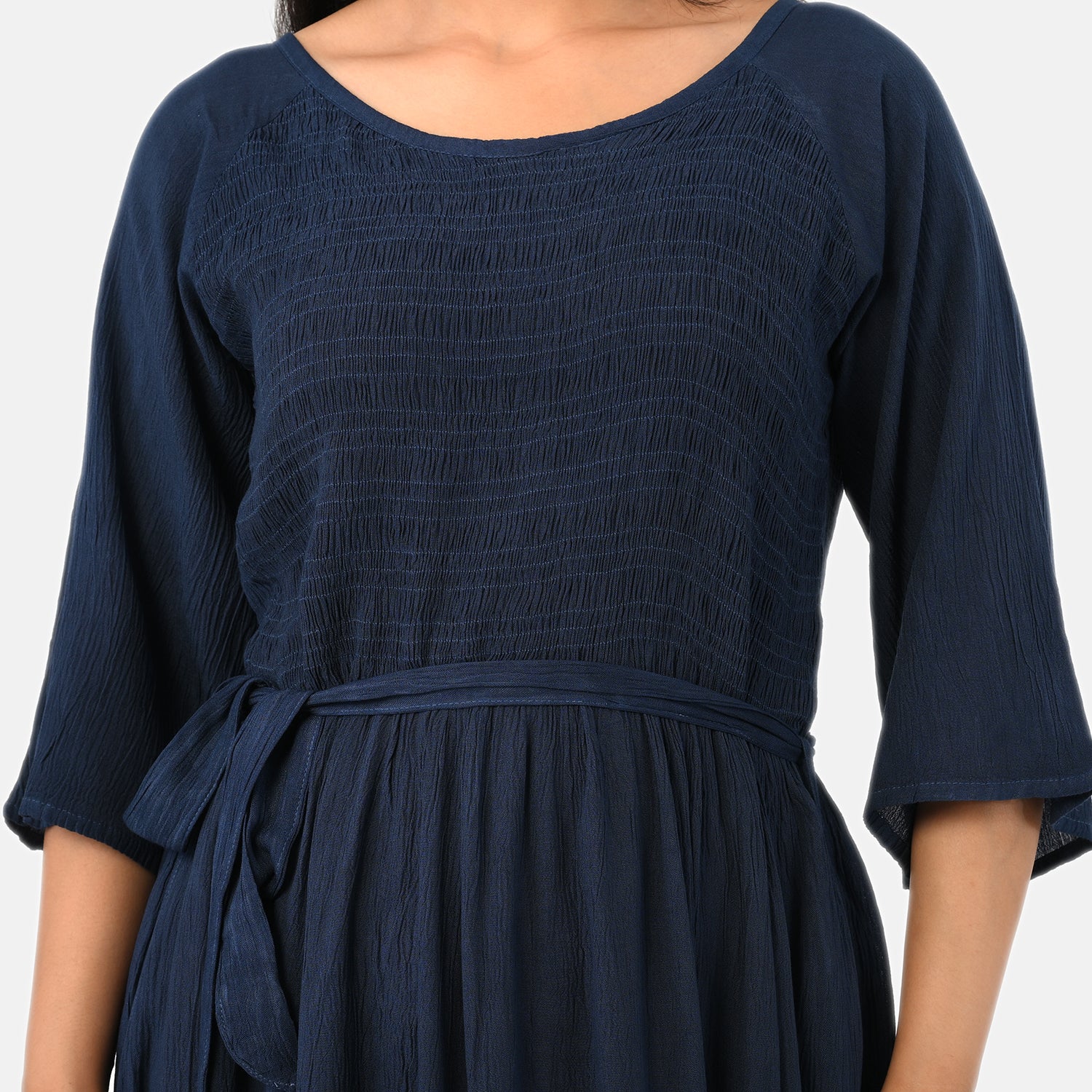 & Maisi Rayon Patterned Dress (Size - One Size) - Navy Blue_8243895_4