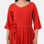 & Maisi Rayon Patterned Dress (Size - One Size) - Orange Red_8243898_4