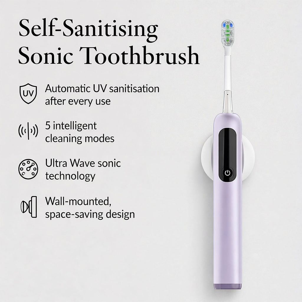 Lab Life Sonic Toothbrush with UV Sanitisation Including Brush Heads - Purple (Lifetime Warranty)