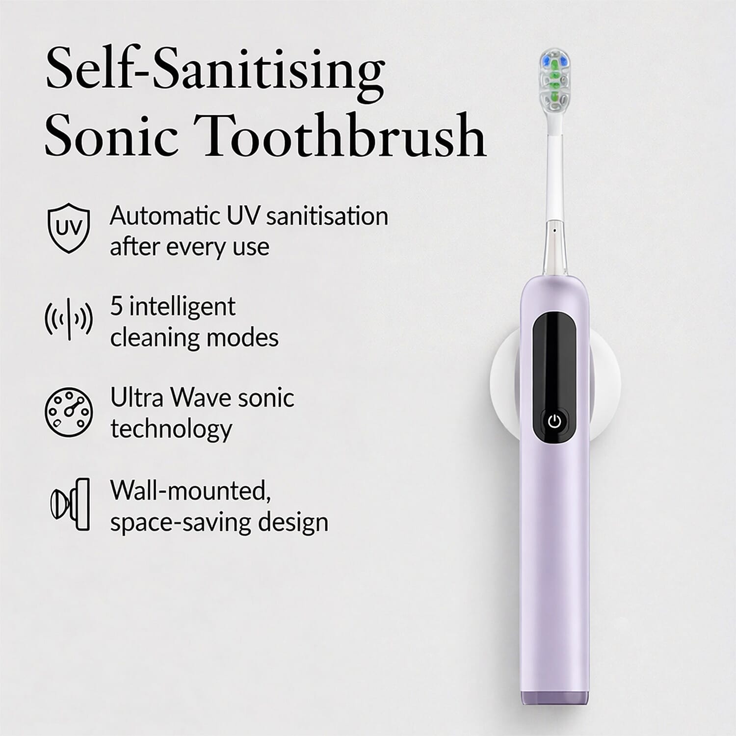Lab Life Sonic Toothbrush with UV Sanitisation Including Brush Heads - Purple (Lifetime Warranty)
