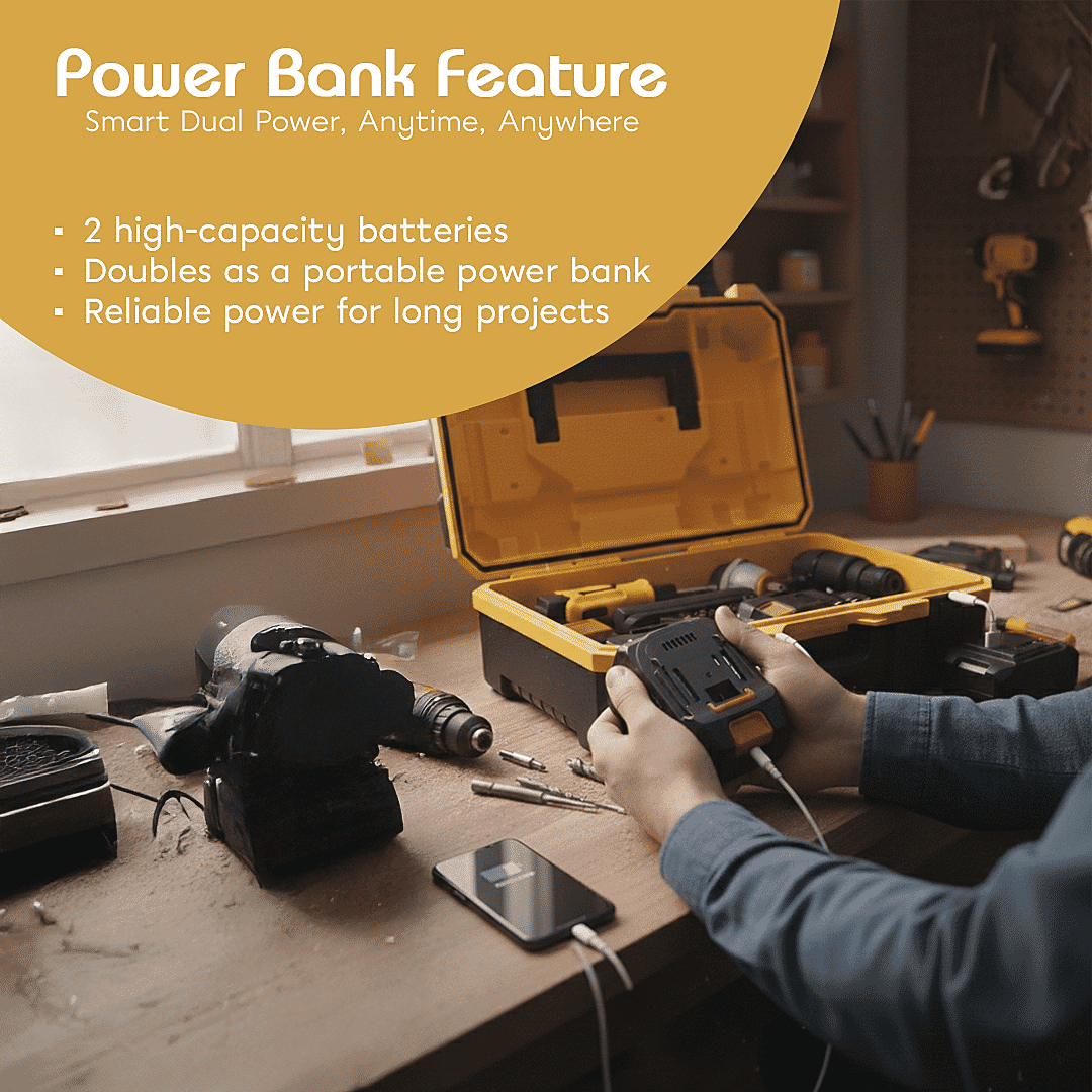5- in-1 Cordless Brushless 21V Multi-Tool Kit - Screwdriver, Drill Hammer, Wrench - 4-inch Chainsaw with 2 Batteries