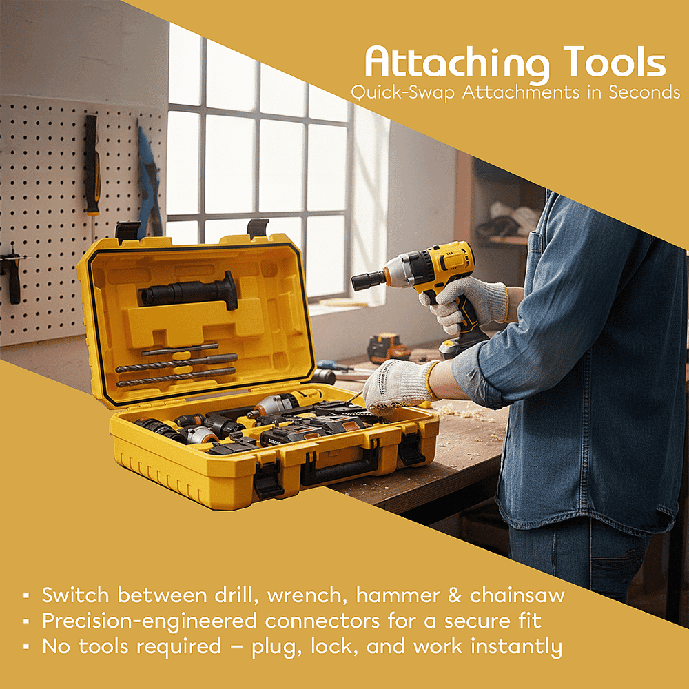 5- in-1 Cordless Brushless 21V Multi-Tool Kit - Screwdriver, Drill Hammer, Wrench - 4-inch Chainsaw with 2 Batteries