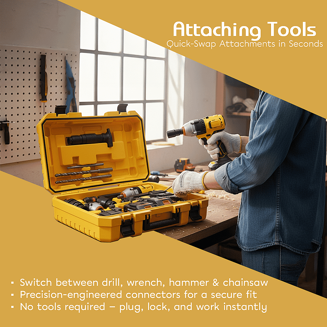 5- in-1 Cordless Brushless 21V Multi-Tool Kit - Screwdriver, Drill Hammer, Wrench - 4-inch Chainsaw with 2 Batteries