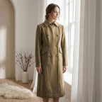 La Marey Signature Military Tailored Suedette Midi Coat (Size S) - Khaki