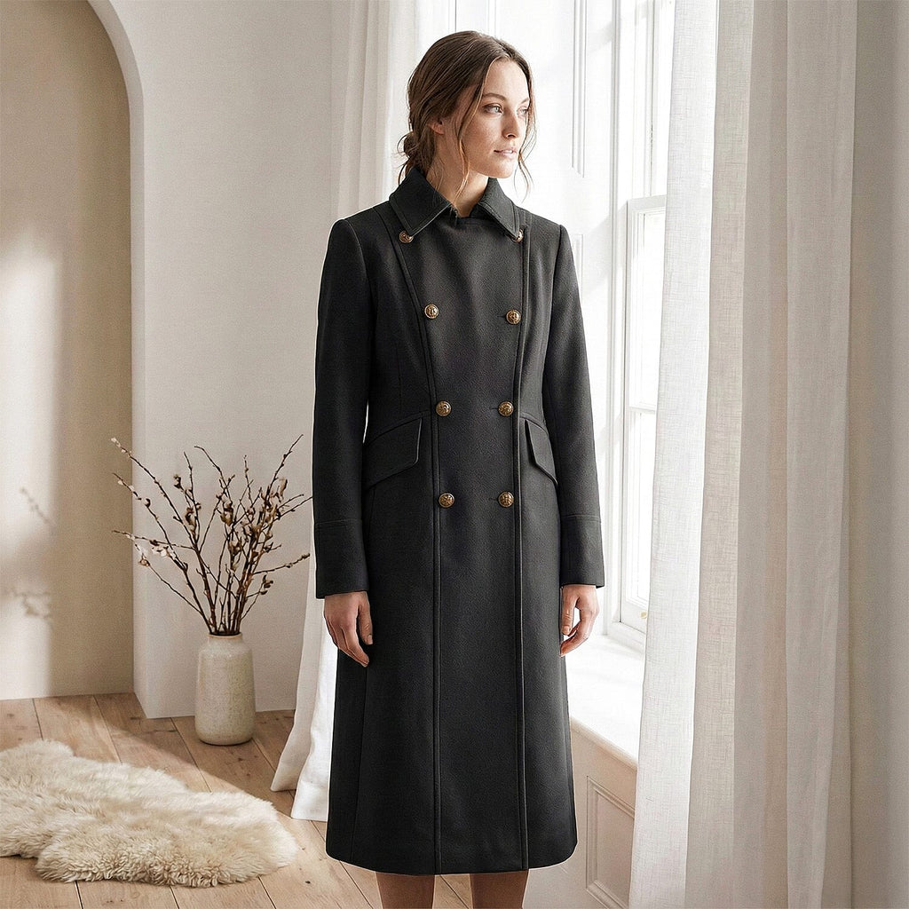 La Marey Signature Military Tailored Midi Coat (Size XL) - Black