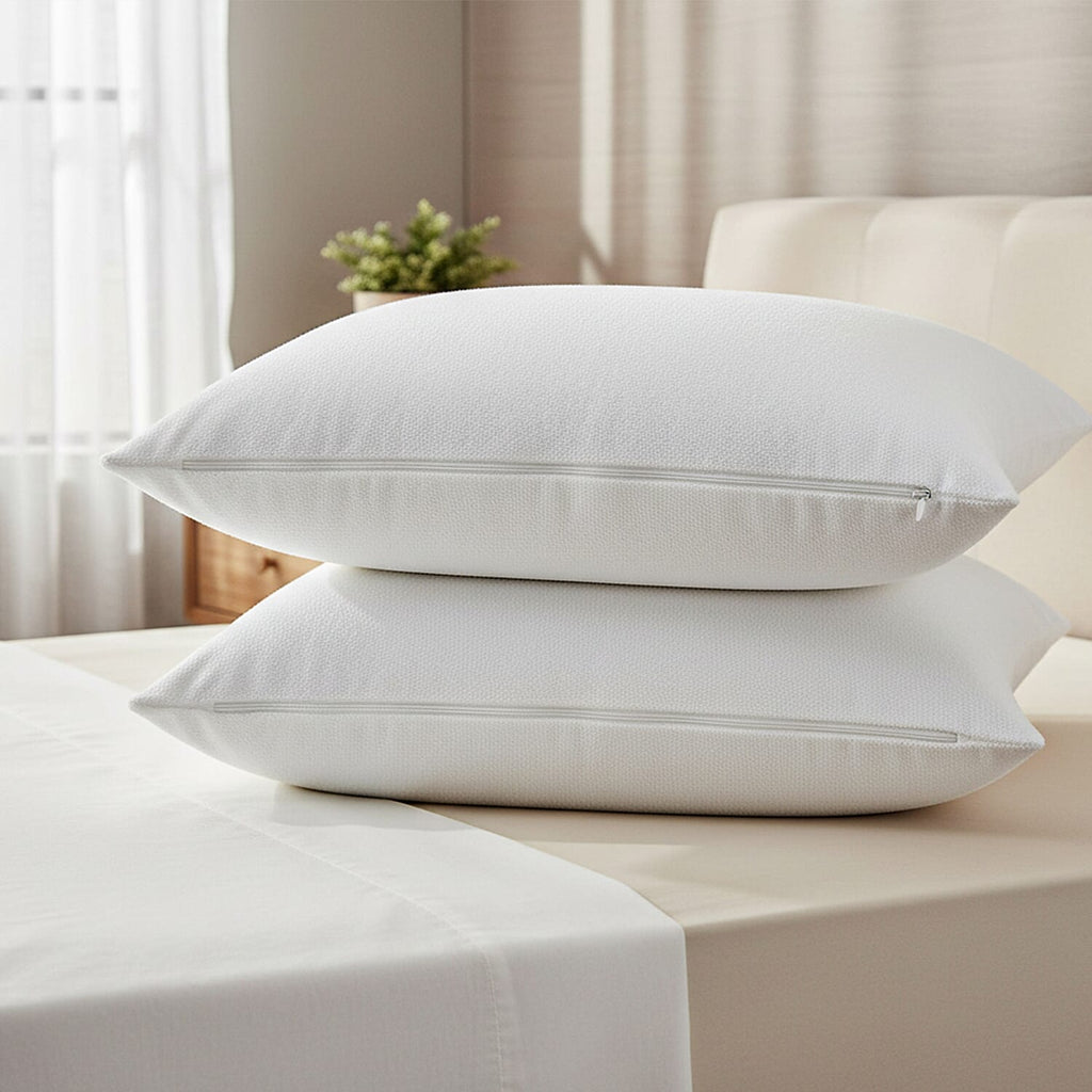 Set of 2 Terry Towelling Water Proof Pillow Protectors (74x48cm) - White