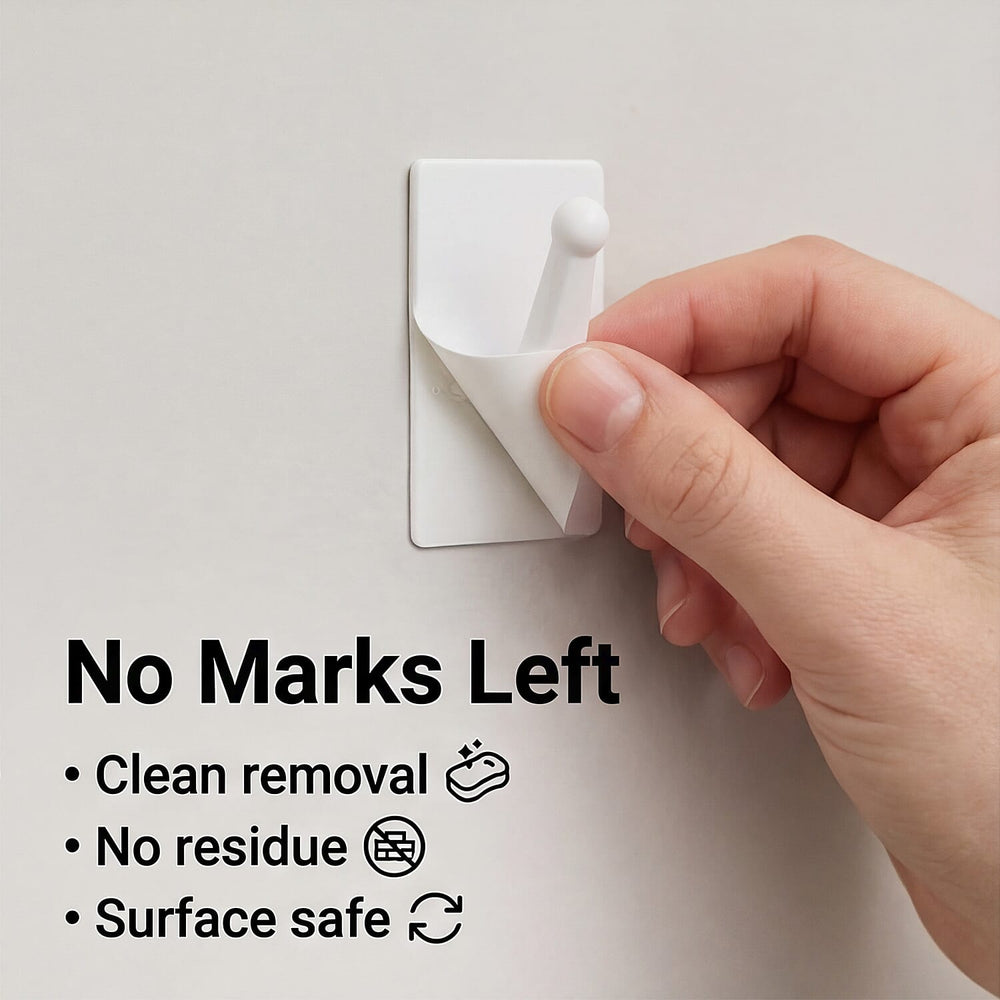 Pack of 3pc Squae Removable Adhesive Hooks - White