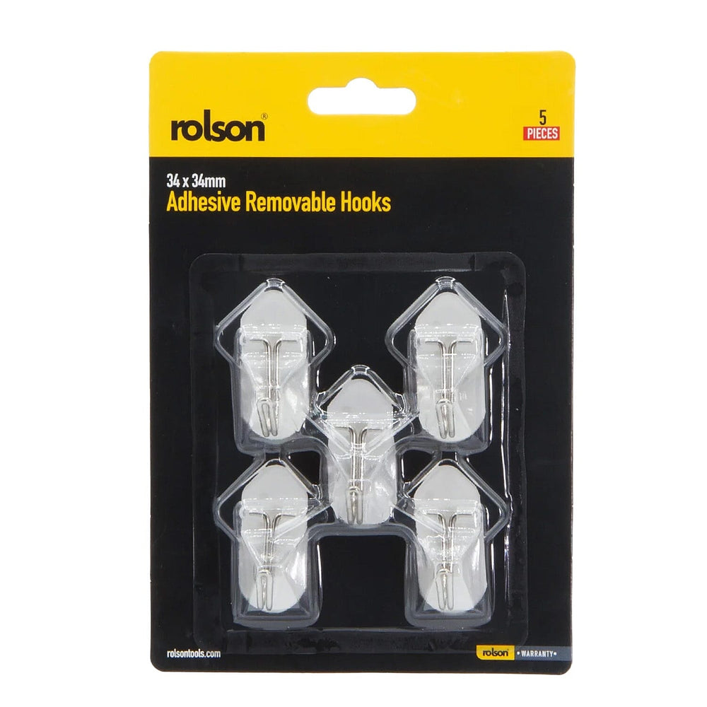 Pack of 5pc Removable Adhesive Metal Hooks Transparent - Silver