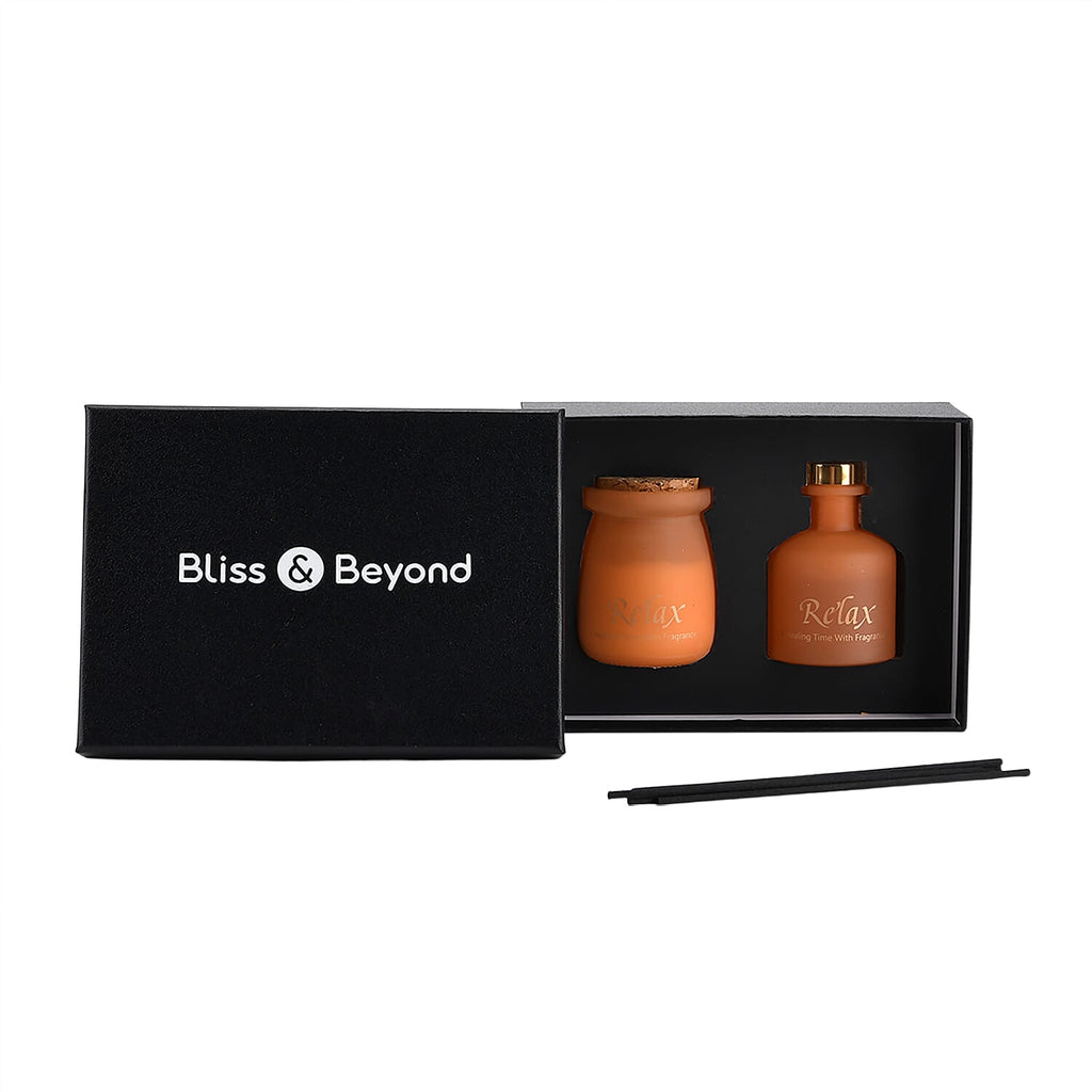 English Pear - Freesia Scented Jar Candle (50g) - Reed Diffuser (50ml) - Orange