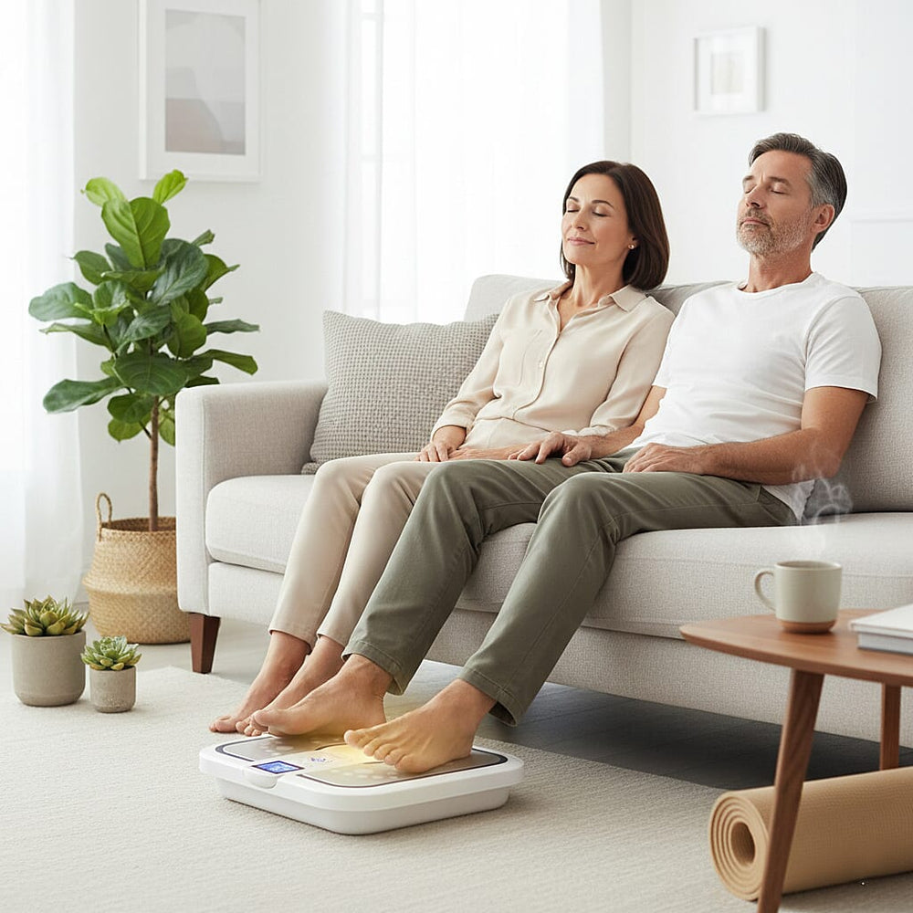 Bliss & Beyond TENS EMS Foot Circulation Massager; Combines TENS (Transcutaneous Electrical Nerve Stimulation), EMS (Electrical Muscle Stimulation), and FIR (Far Infrared) heat therapy to improve bloo